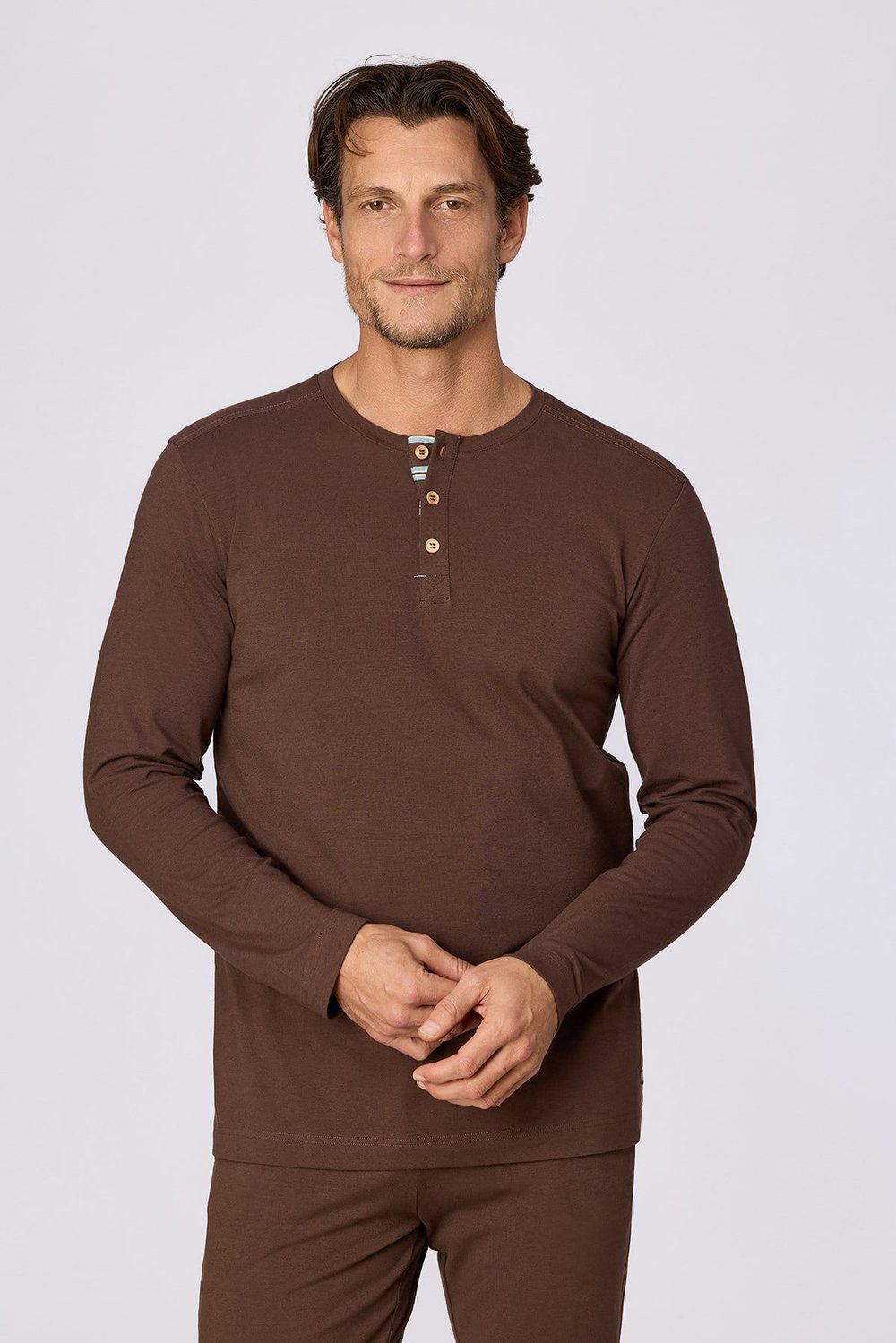 Kahverengi Basic Erkek Pijama Takımı