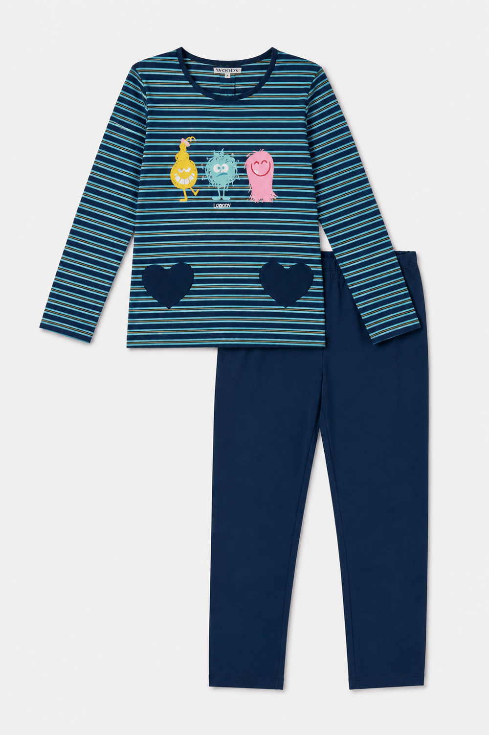 Lacivert Çizgili Kadın Pijama