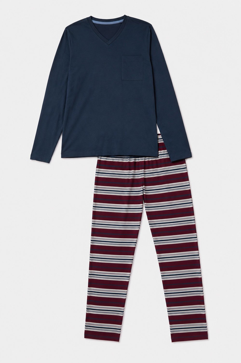 Lacivert V Yaka Erkek Pijama Takımı