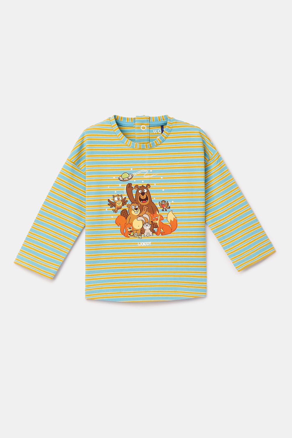 Mavi Çizgili Pamuklu Kız Bebek Pijama