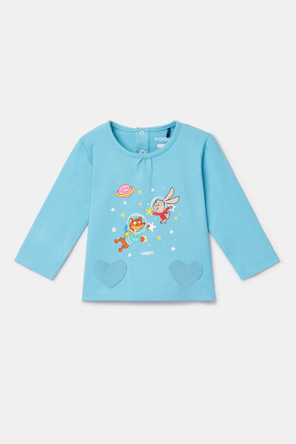 Mavi Pamuklu Kız Bebek Pijama