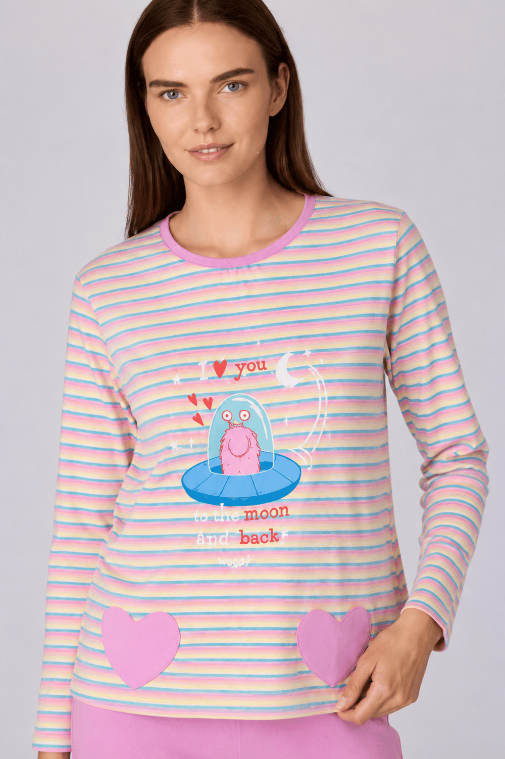 Pembe Çizgili Kadın Pijama