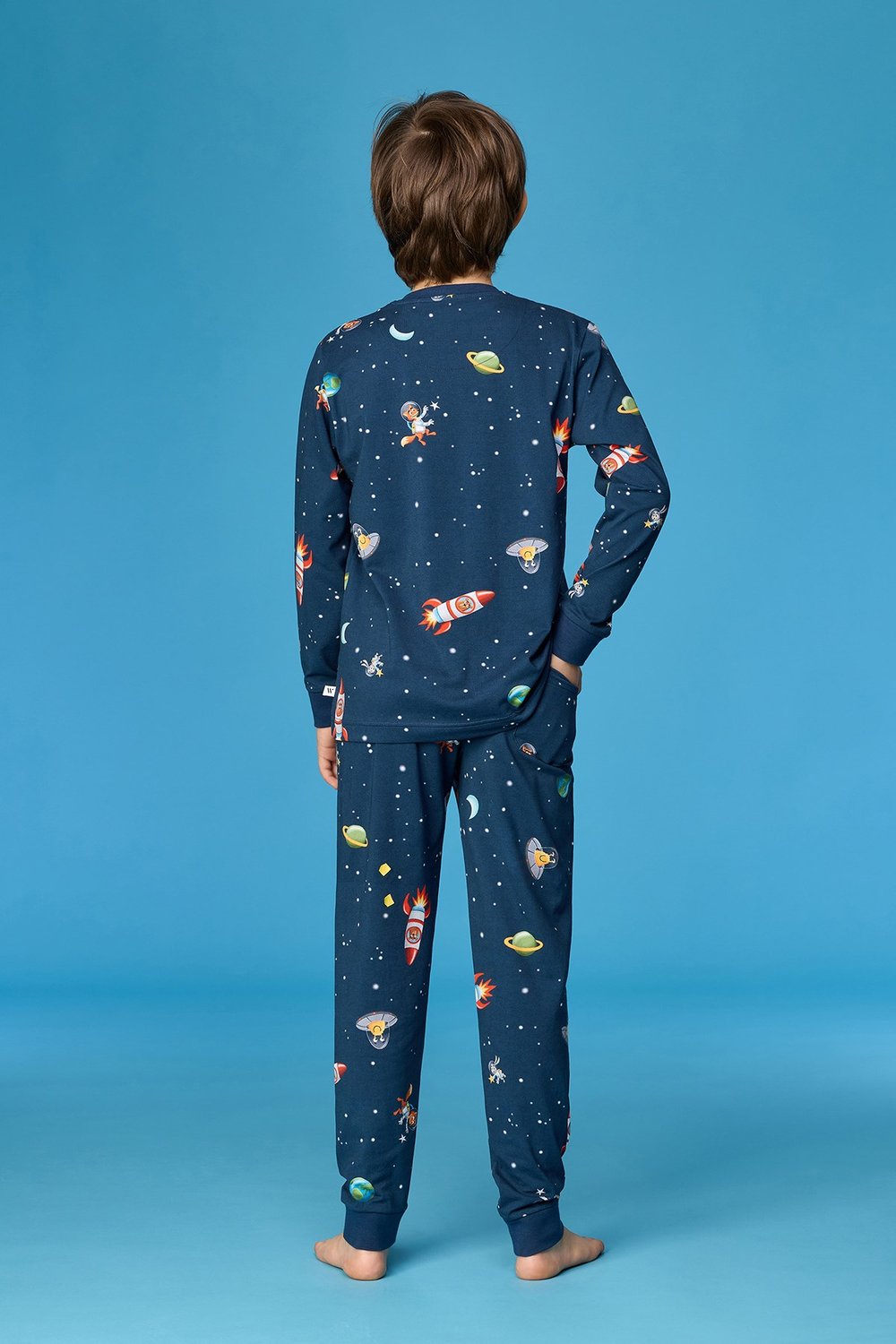 Uzay Baskılı Lacivert Erkek Çocuk Pijama