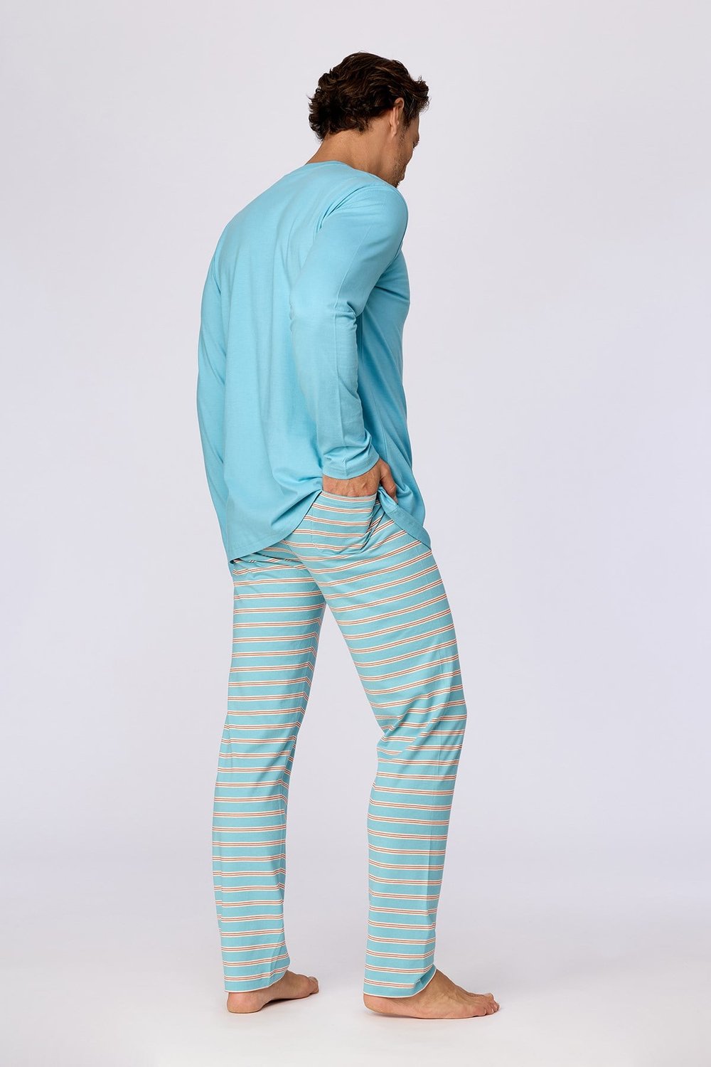 Uzaylı Karakter Baskılı Mavi Erkek Pijama