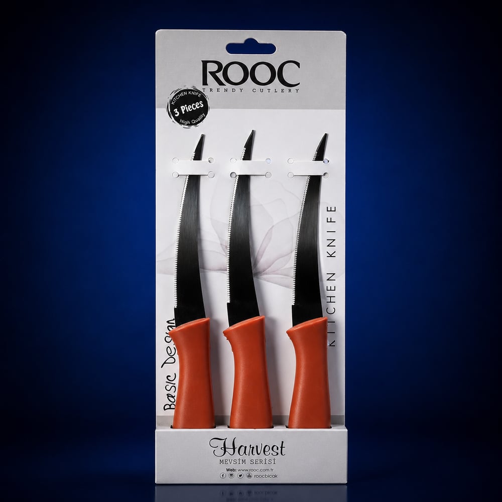 ROOC LAZER KESİM 3'Lİ MEYVE BIÇAK SETİ MR-03