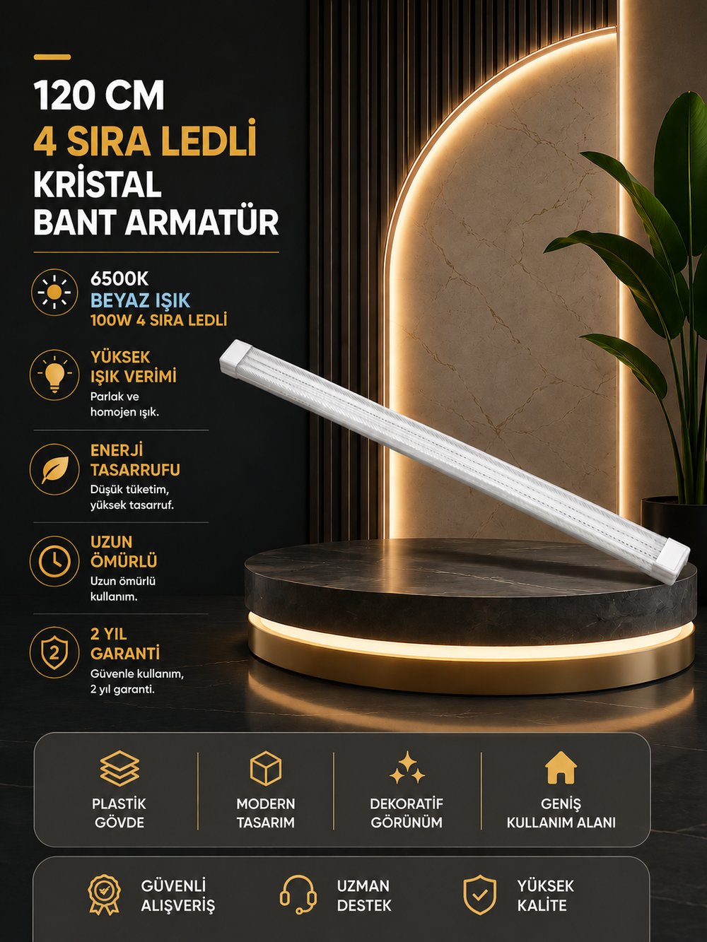 NOAS 100W 4 SIRA LEDLİ KRİSTAL BANT ARMATÜR