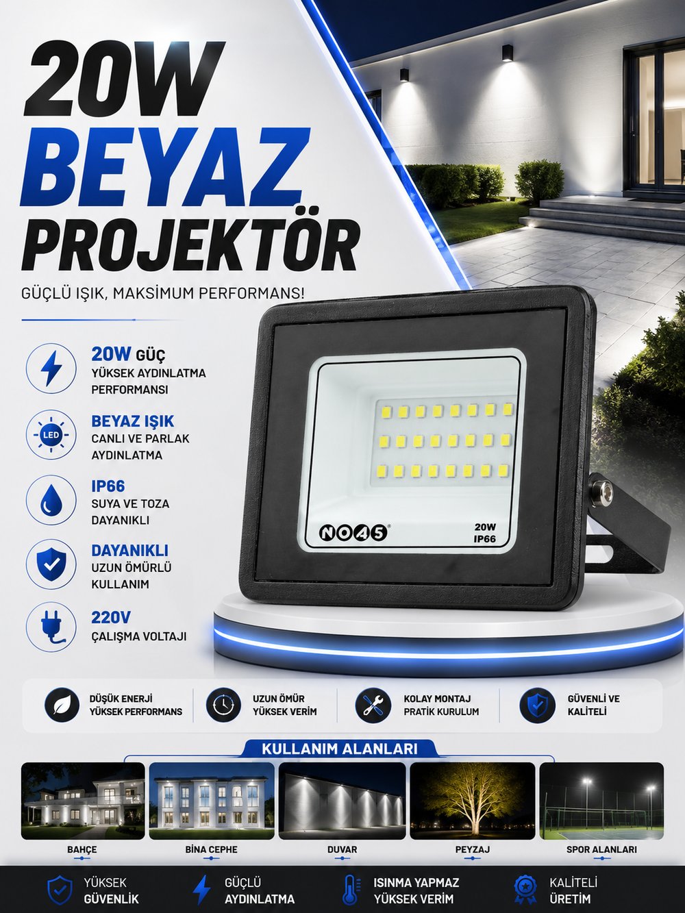 NOAS 20W LED PROJEKTÖR BEYAZ