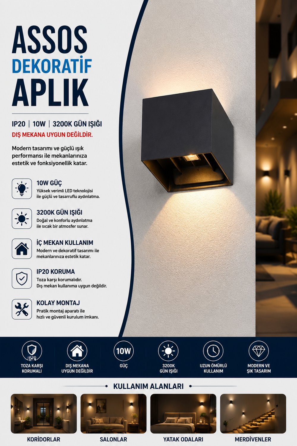 NOAS ASSOS 10W IP20 DEKORATİF APLİK