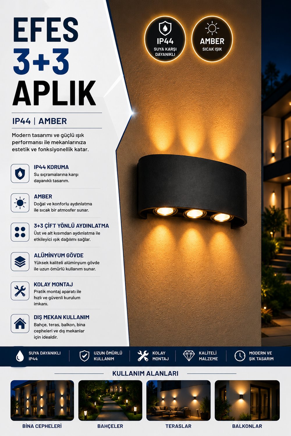 NOAS EFES 3+3 APLİK AMBER