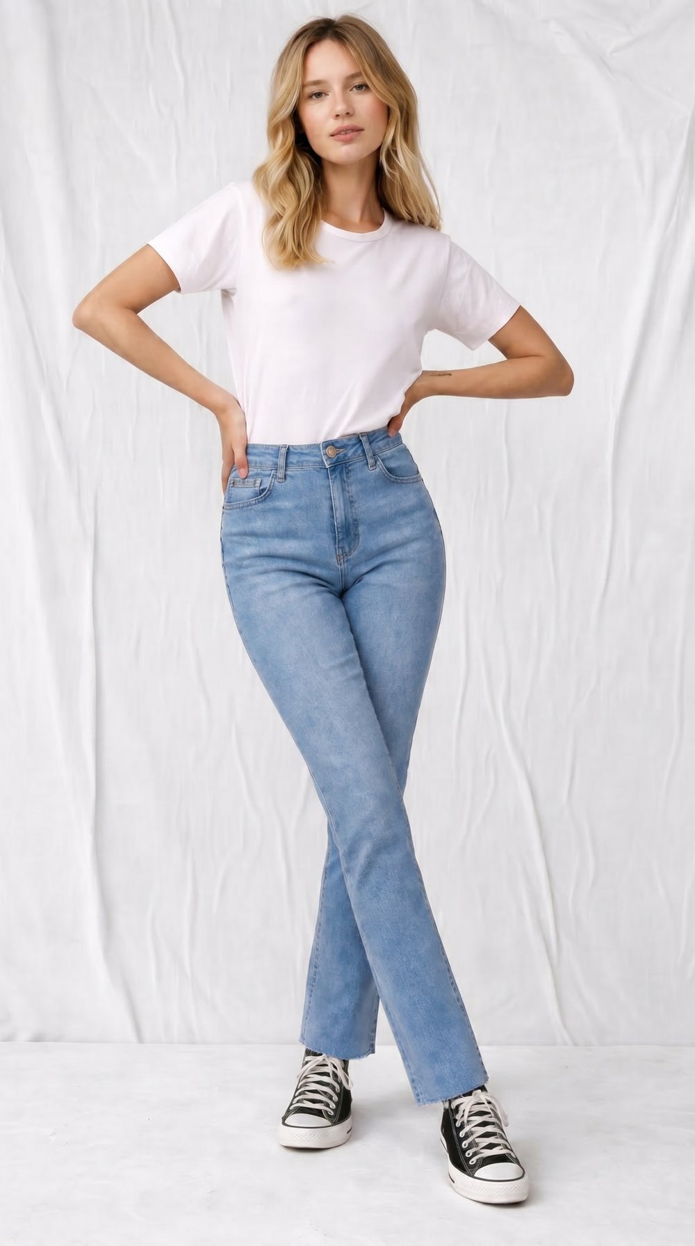 Casual Flare Crop Light Rodeo Kadın Jean Pantolon