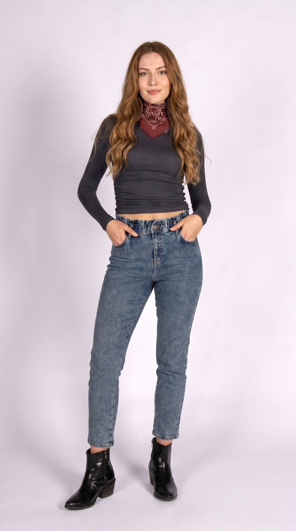 Paperbag Charm Mid Rodeo Kadın Jean Pantolon