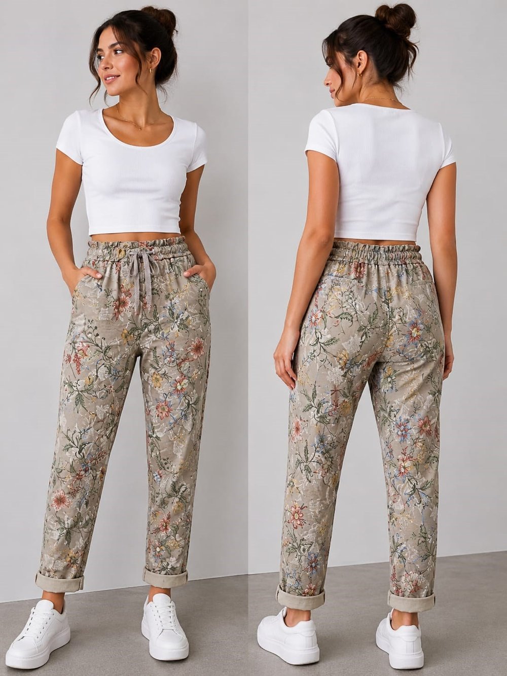 İtalyan Çiçek Desenli Likralı Pantolon 2604XA12 - 8115