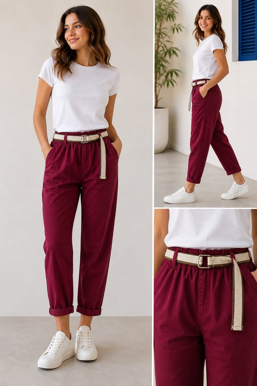İtalyan Hasır Kemerli Pantolon 2601XA12 - 24297-T