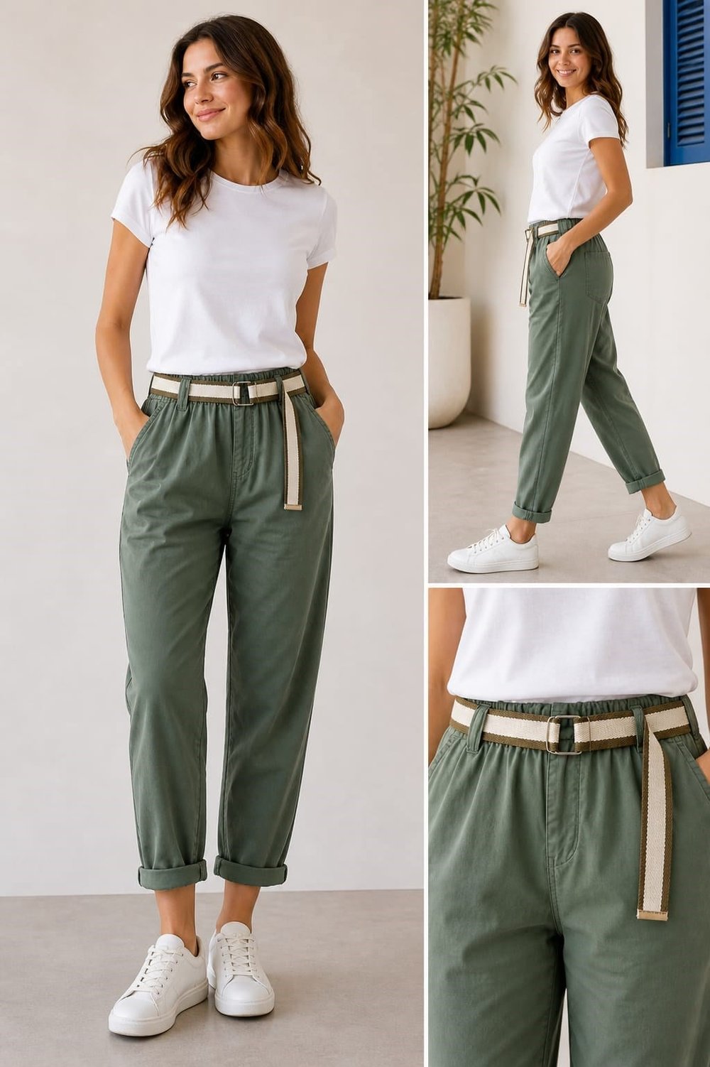 İtalyan Hasır Kemerli Pantolon 2601XA12 - 24297-T