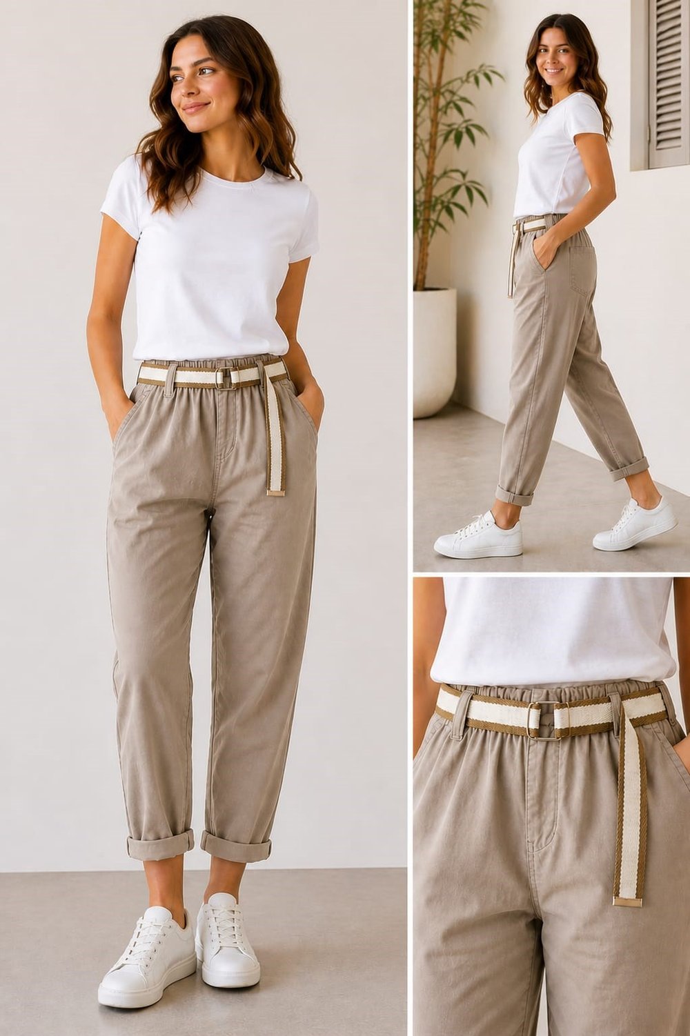 İtalyan Hasır Kemerli Pantolon 2601XA12 - 24297-T