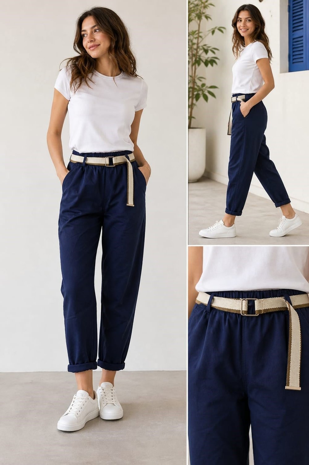 İtalyan Hasır Kemerli Pantolon 2601XA12 - 24297-T