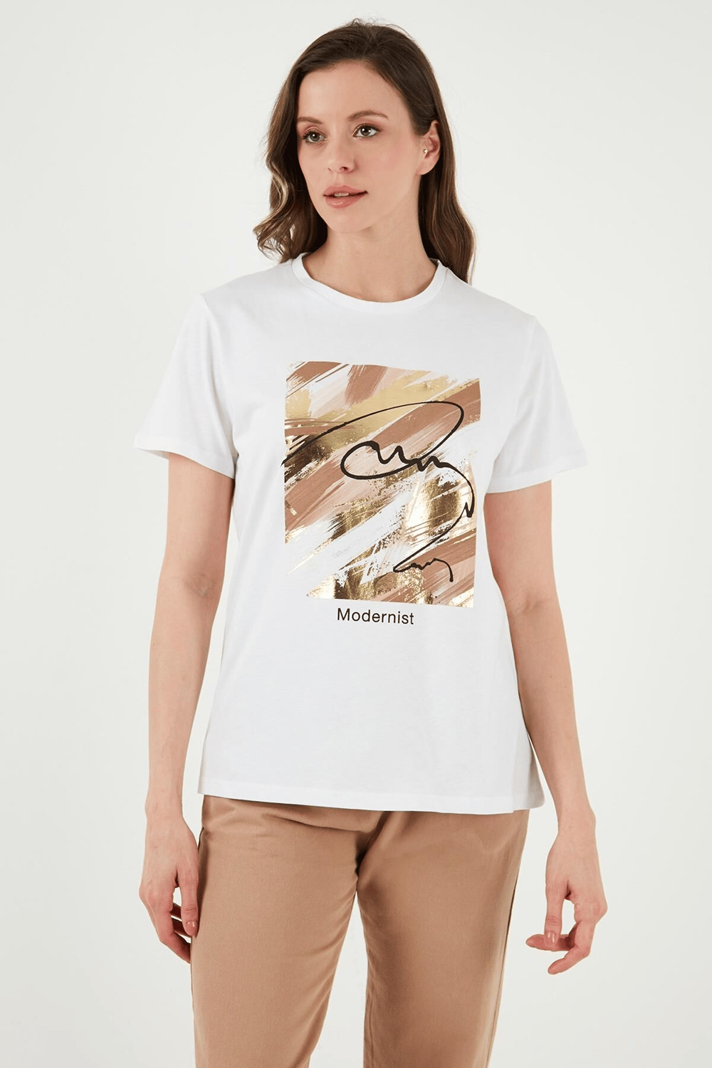 FASHION FRIENDS KADIN BASKILI T-SHİRT 24Y0698K1