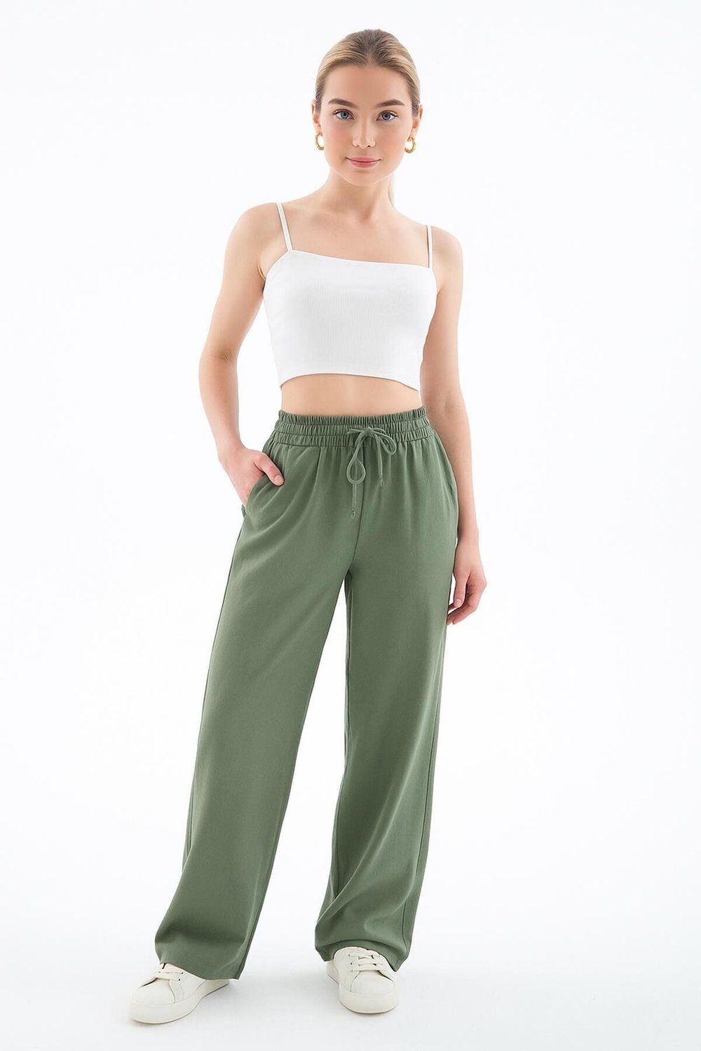 FASHION FRIENDS KADIN GENİŞ PAÇA KETEN PANTOLON 25Y0608K1