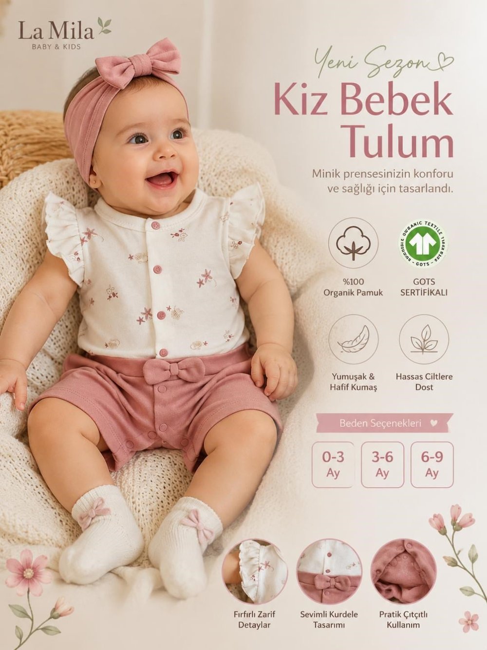 ÇITÇIT DETAYLI FIRFIRLI KIZ BEBEK TULUM 