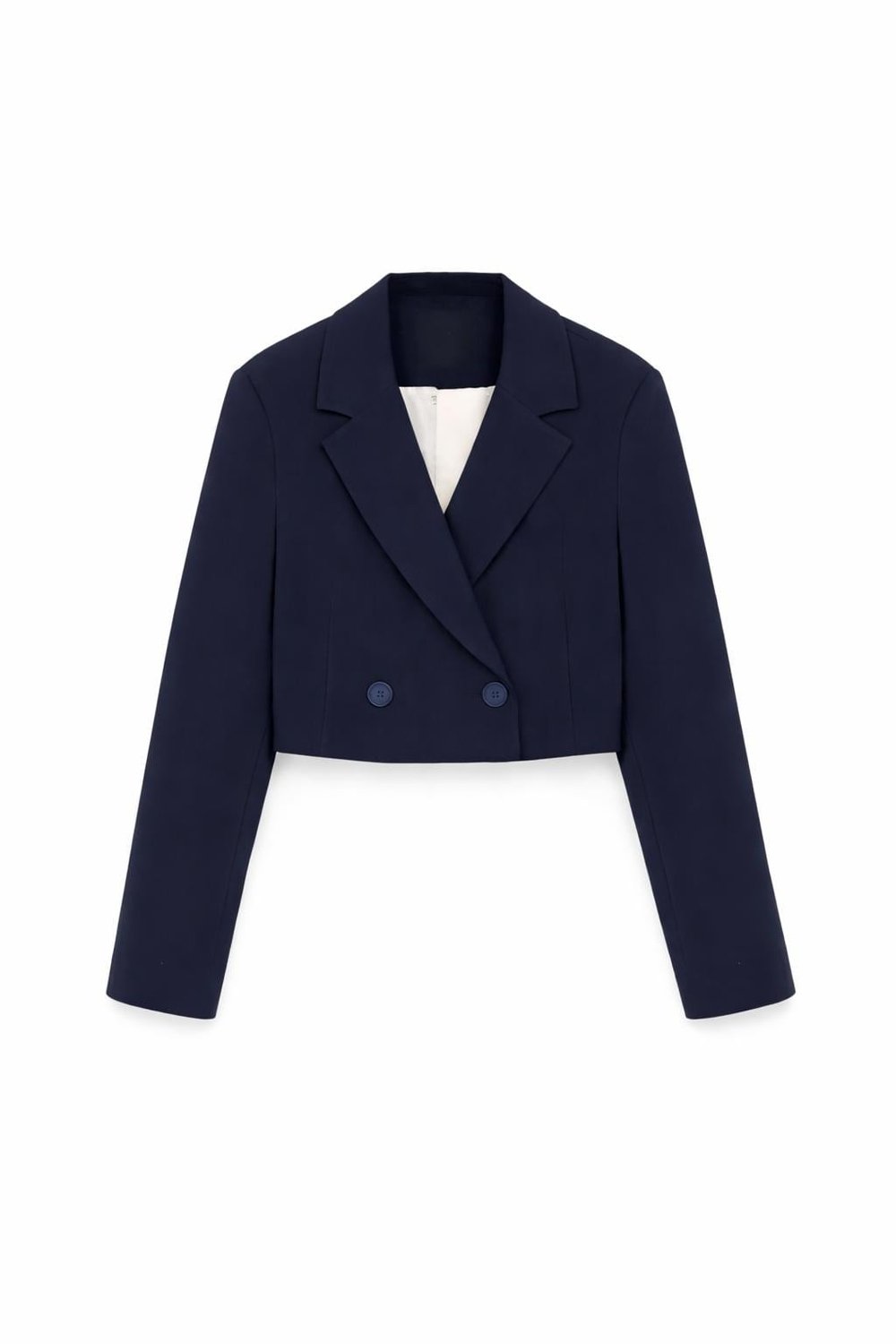 Lacivert Crop Blazer
