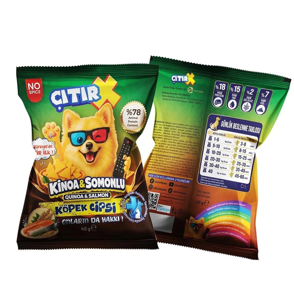 Köpek Cipsi Kinoa & Somonlu 40 Gr.