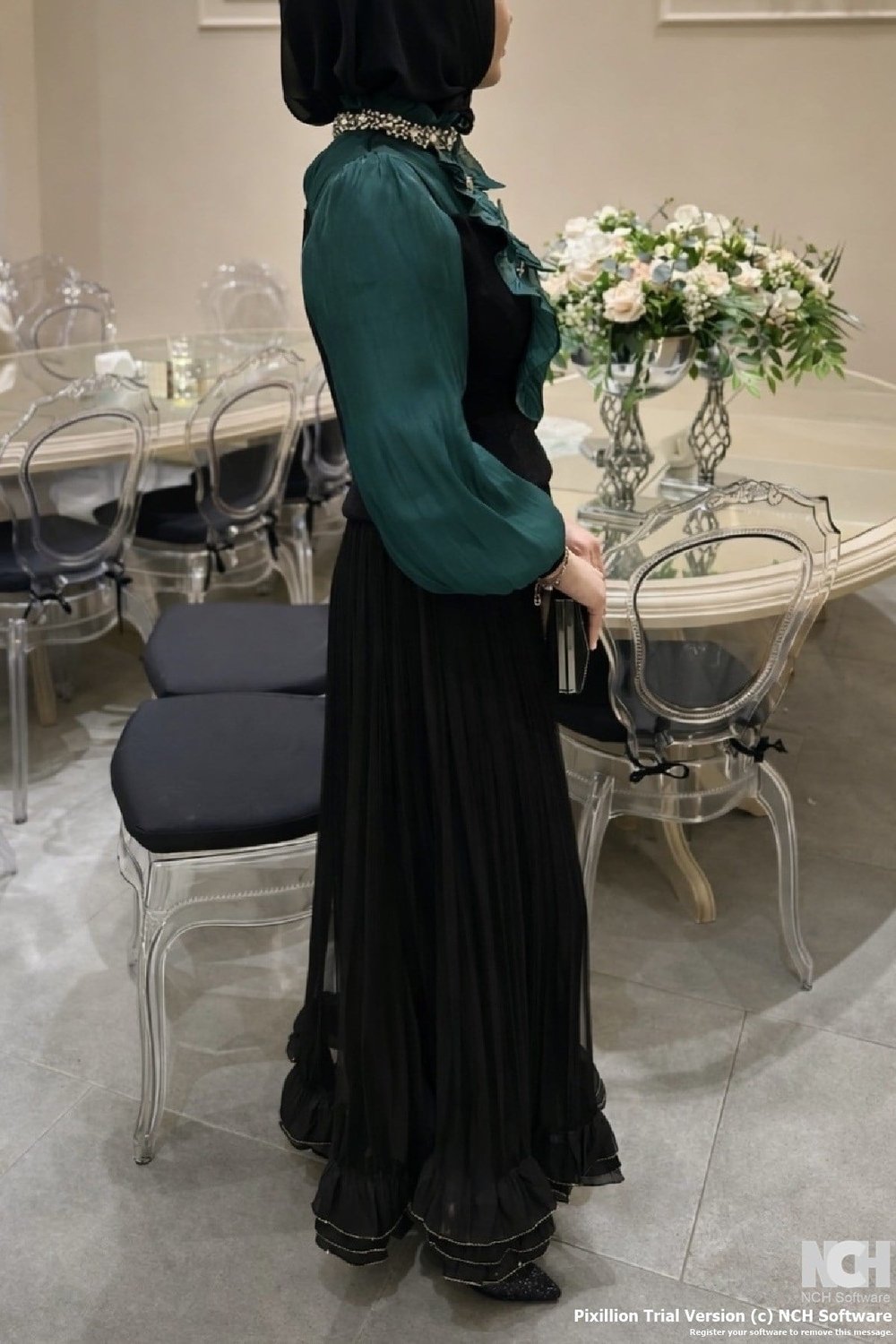 Siyah İthal Taşlı Etek