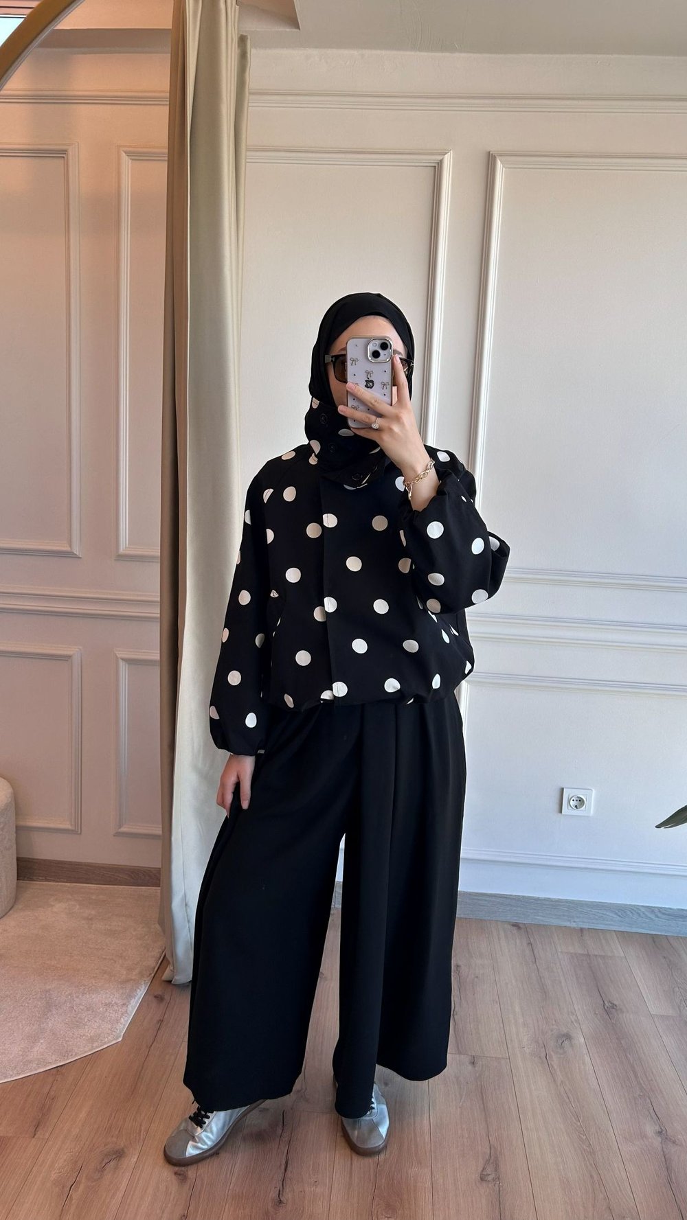 Siyah Puantiye Bomber Ceket