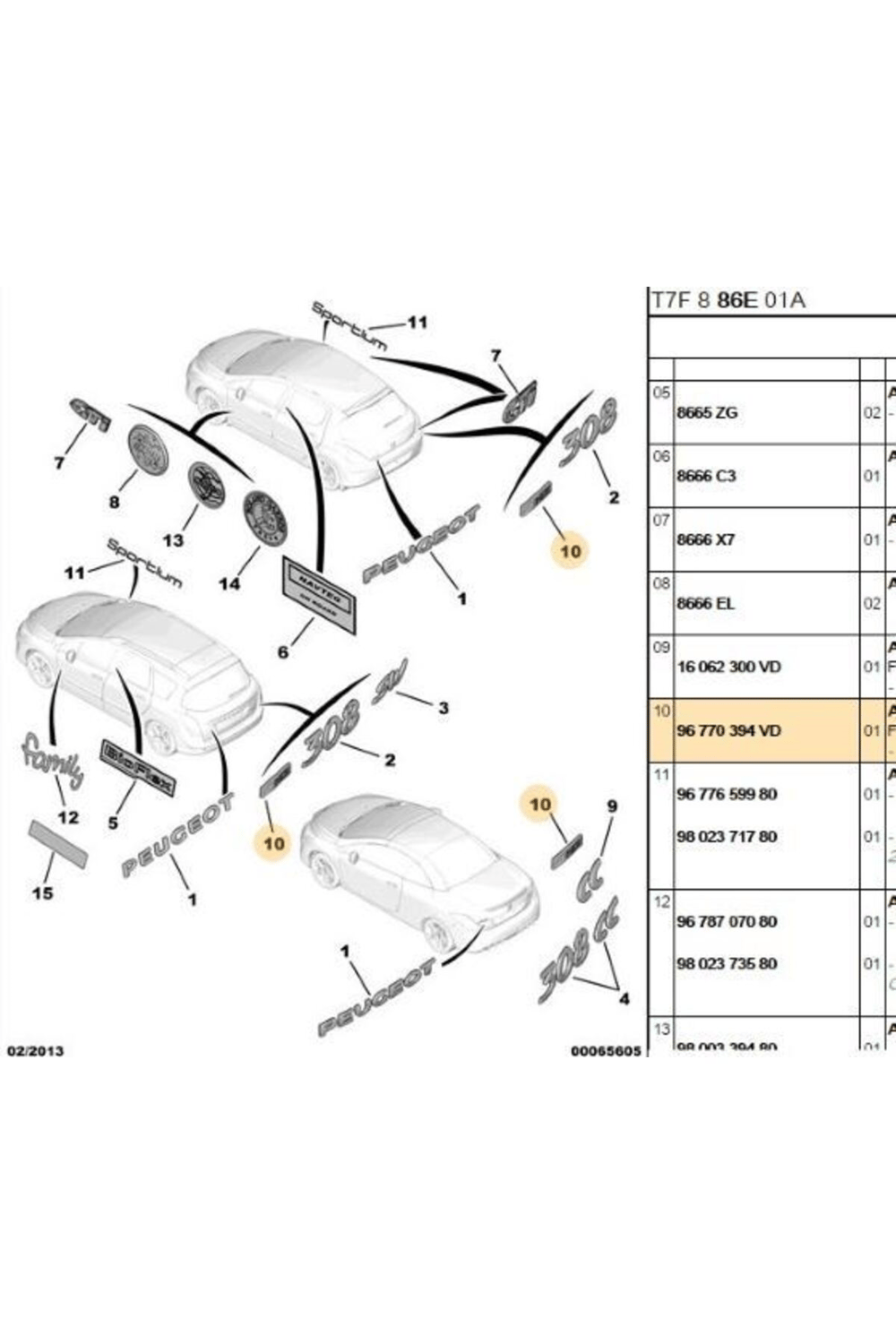 ARKA E HDI YAZISI PEUGEOT P2008 P208 PSA 96770394VD