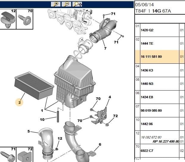 ERP HAVA FILTRESI (227*168*76) PEUGEOT P307 P308 P3008 P5008 2.0 HDI DW10BTED