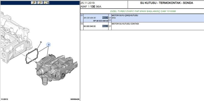 KOMPLE TERMOSTAT (GOVDELI) PEUGEOT P3008 II (P84) 1.6 BLUEHDI OPEL COMBO CROSSLAND 1.6 HDI  DV6FC DV6FD DV6FE B16DT