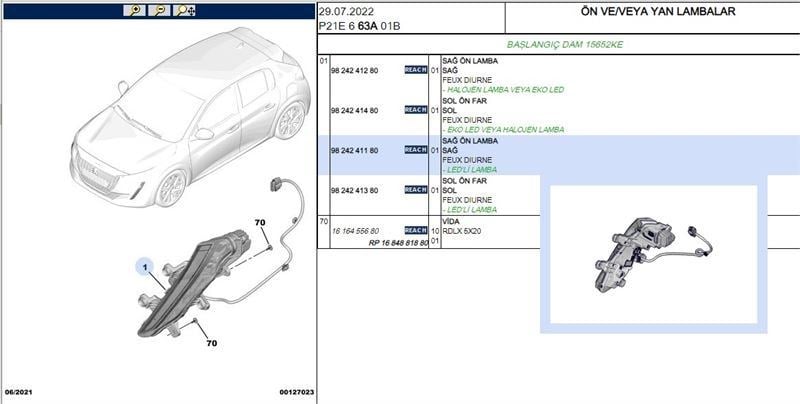 SIS FAR KAPAK TAKIMI (SISSIZ)  PEUGEOT P2008 (P24E)