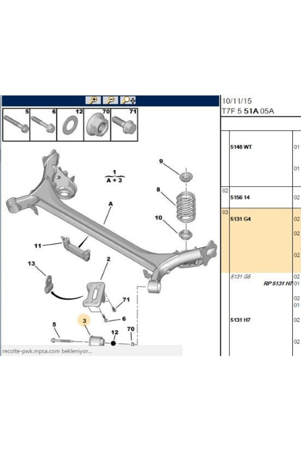 TRAVERS BURCU ARKA PEUGEOT P308 (T7) RCZ CITROEN C4 5131.G4