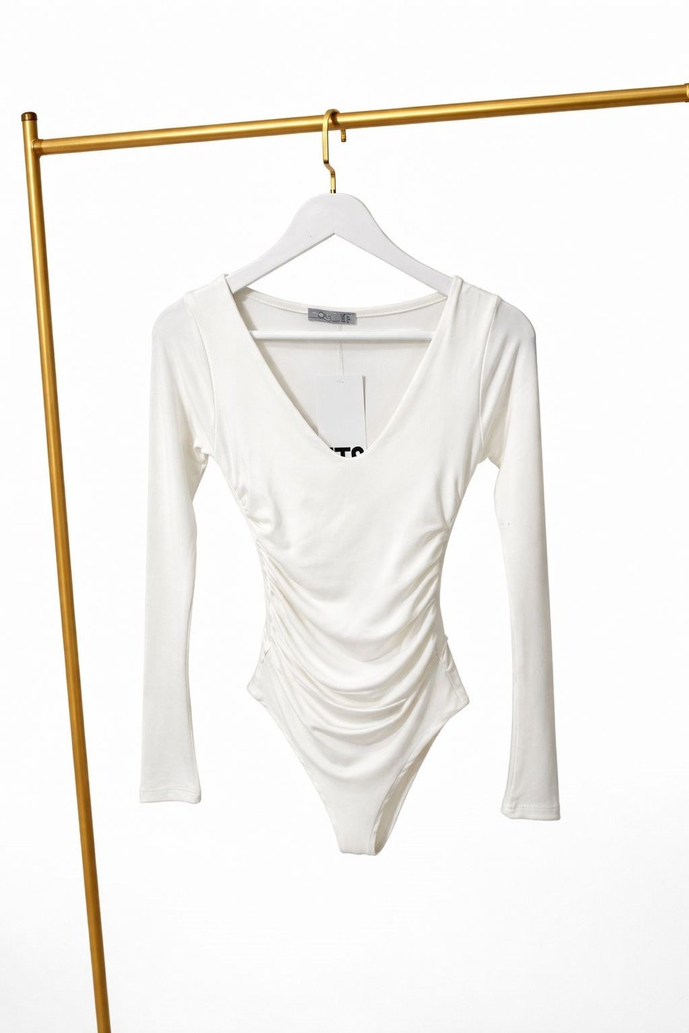 Beyaz V Yaka Bodysuit