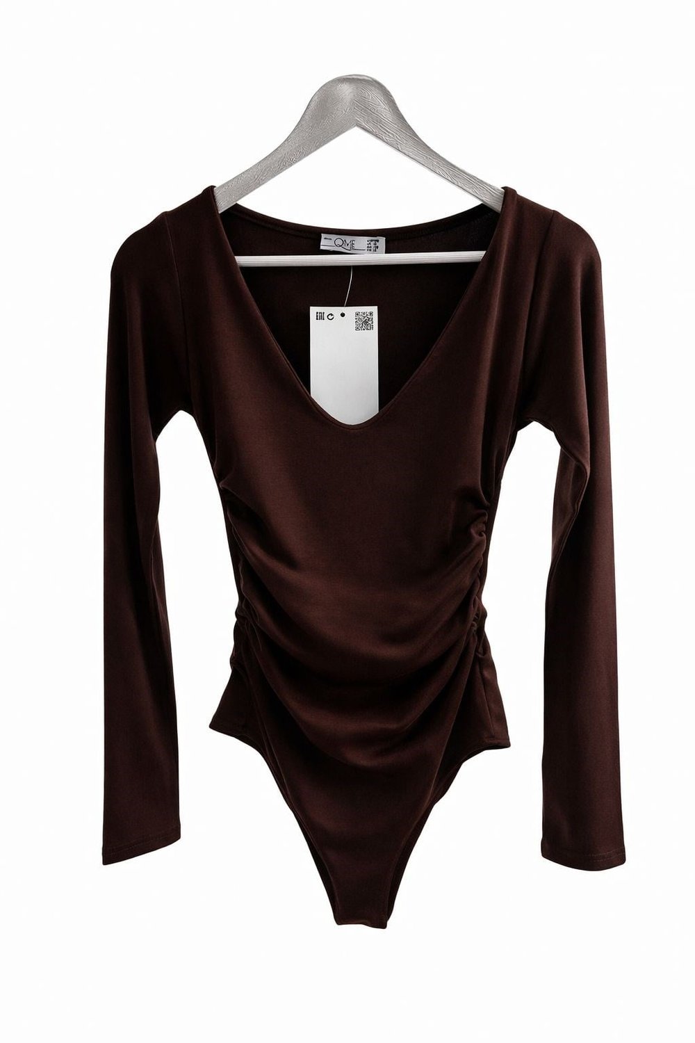 Kahverengi V Yaka Bodysuit