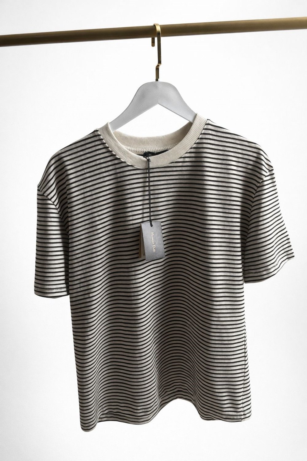Orjinal Marka Çizgili  Siyah T-shirt