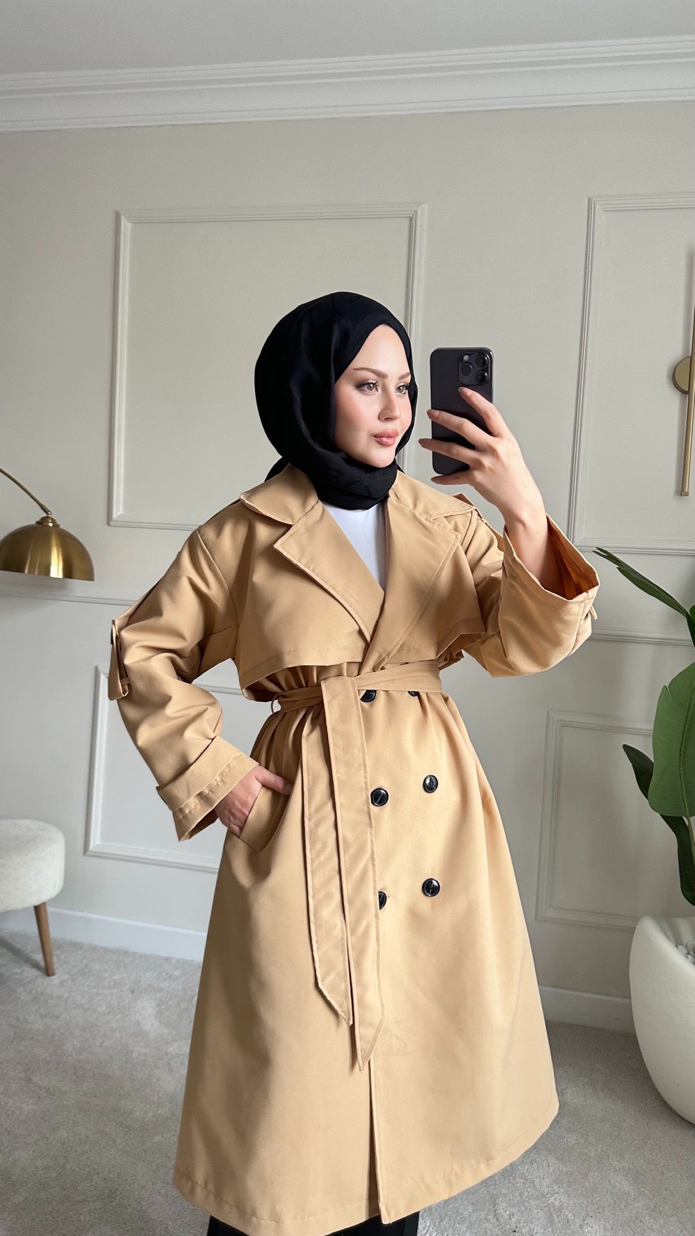 Lorin Oversize Kalıp Kruvaze Trençkot 
