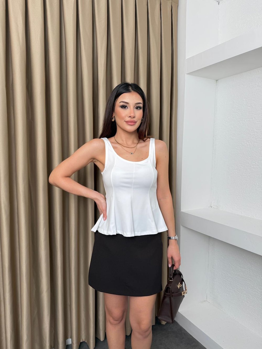 Volanlı Basic Bluz Beyaz