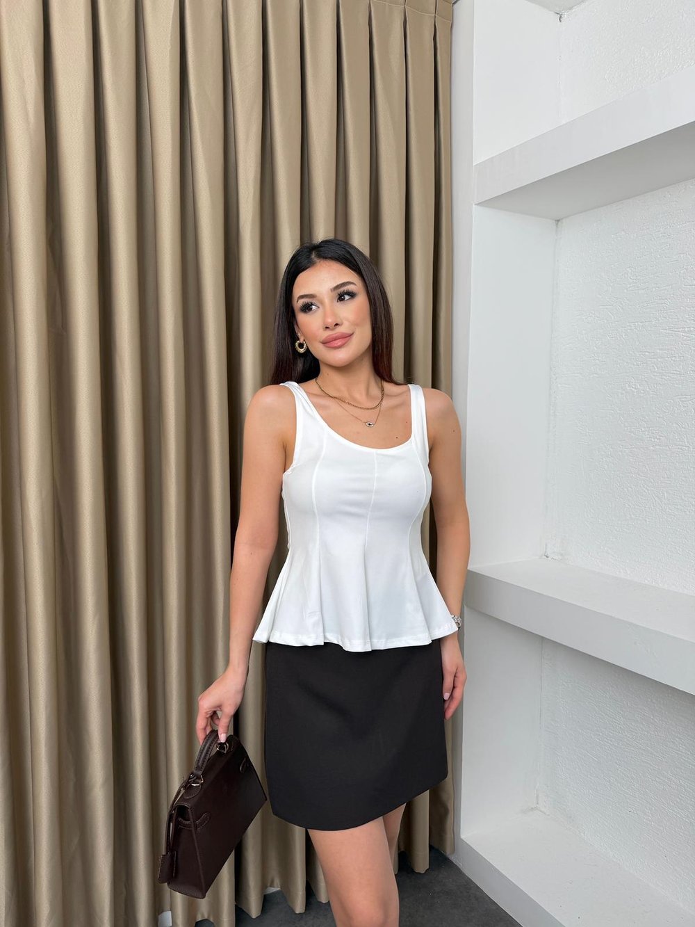 Volanlı Basic Bluz Beyaz