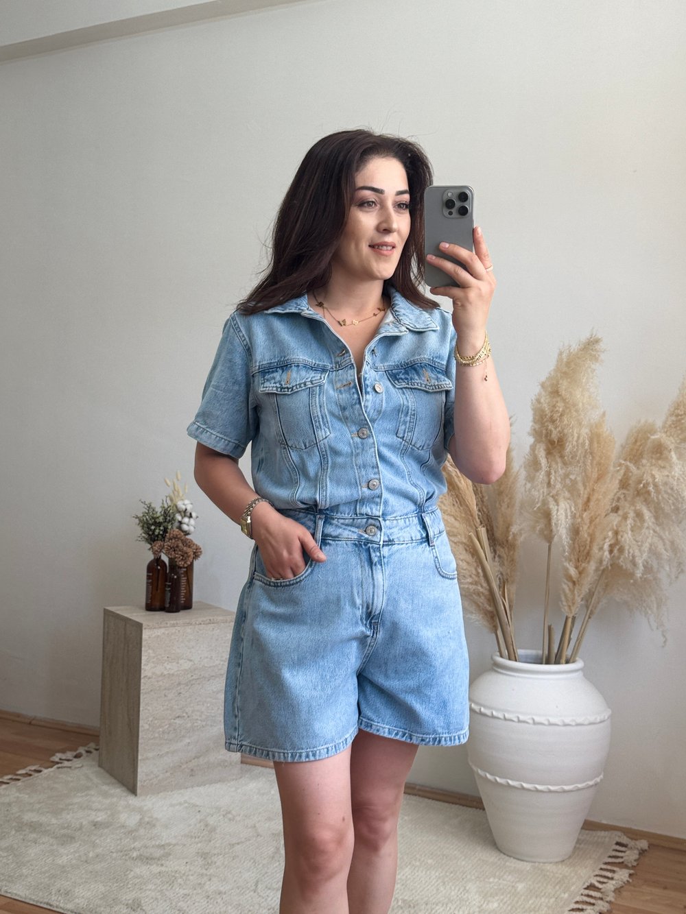  Denim Şort Tulum
