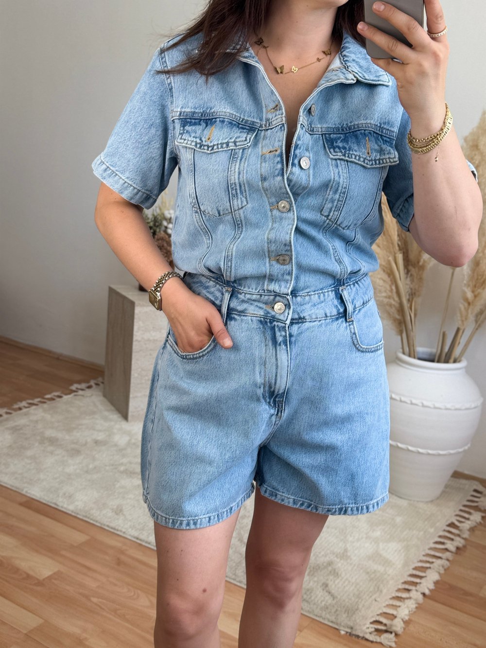  Denim Şort Tulum
