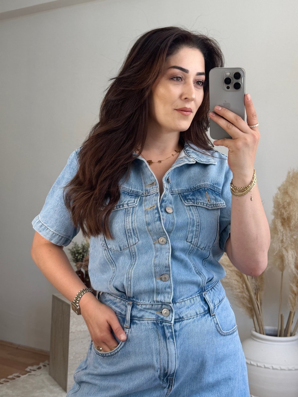  Denim Şort Tulum