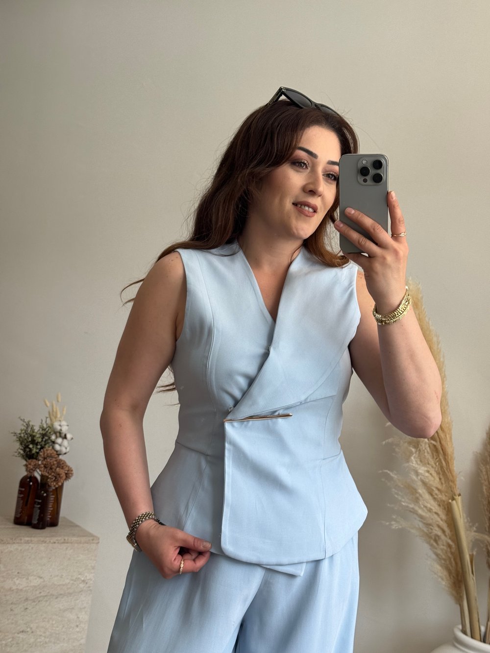 Aksesuar Detaylı Premium Tulum-Mavi