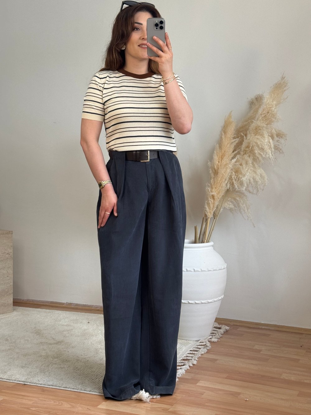 Çizgili Triko Bluz