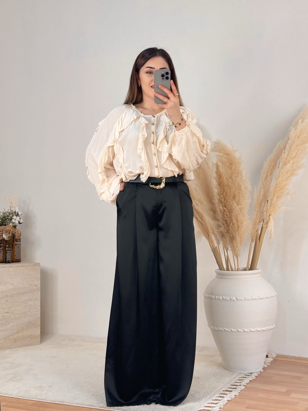 Fırfır Detaylı Şifon Bluz