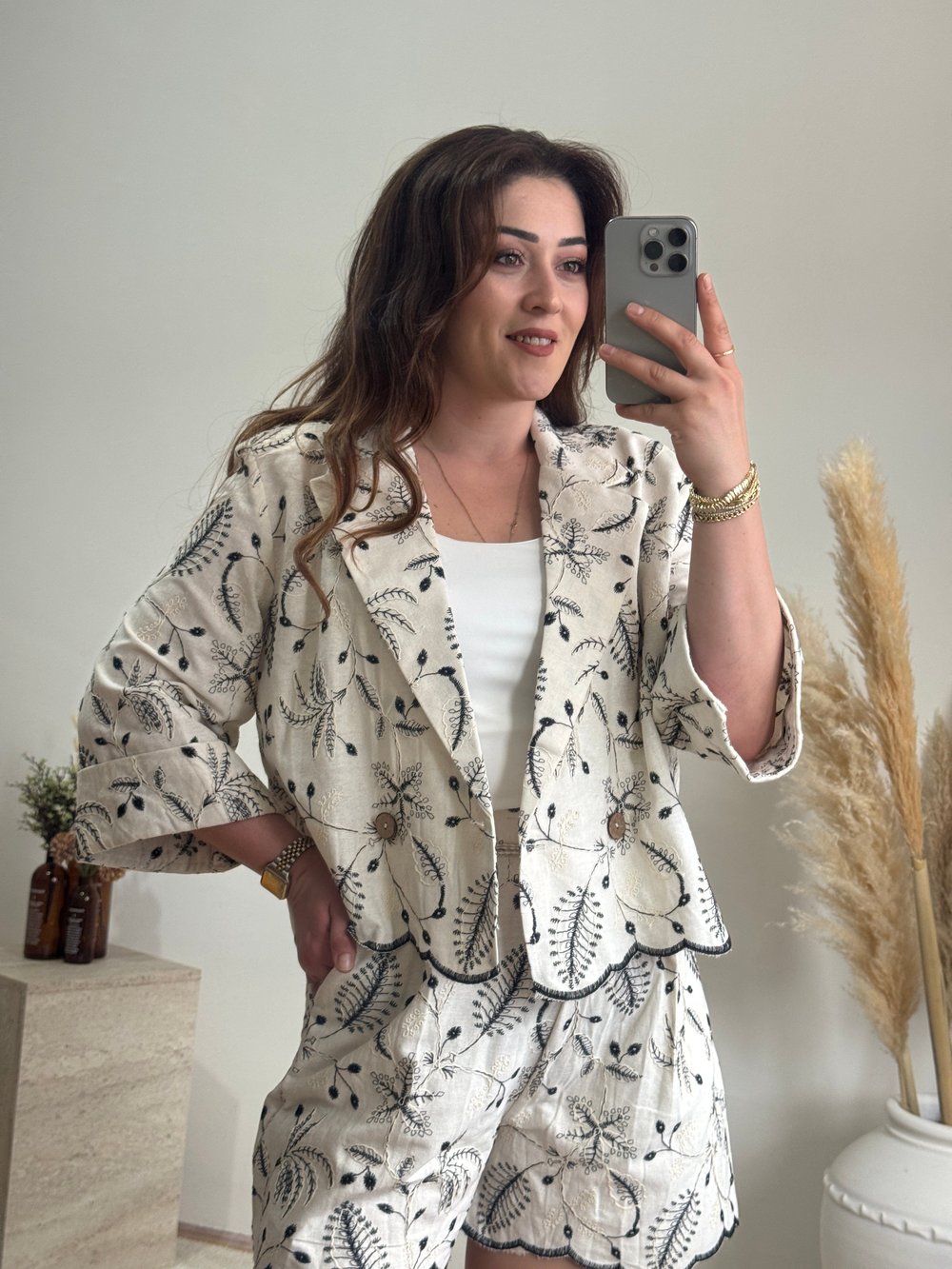 Nakış Detay Blazer Ceket Bej