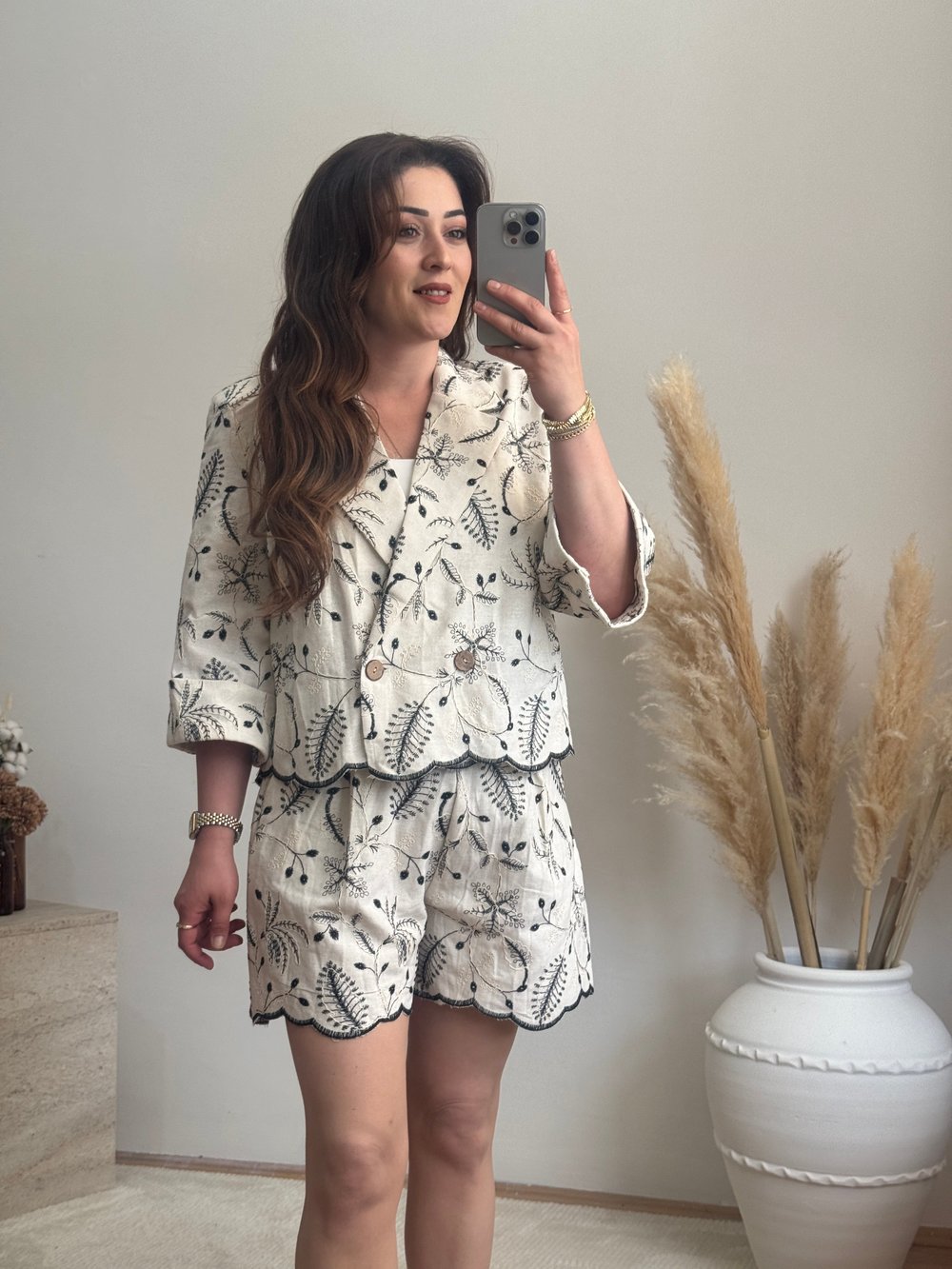 Nakış Detay Blazer Ceket Bej