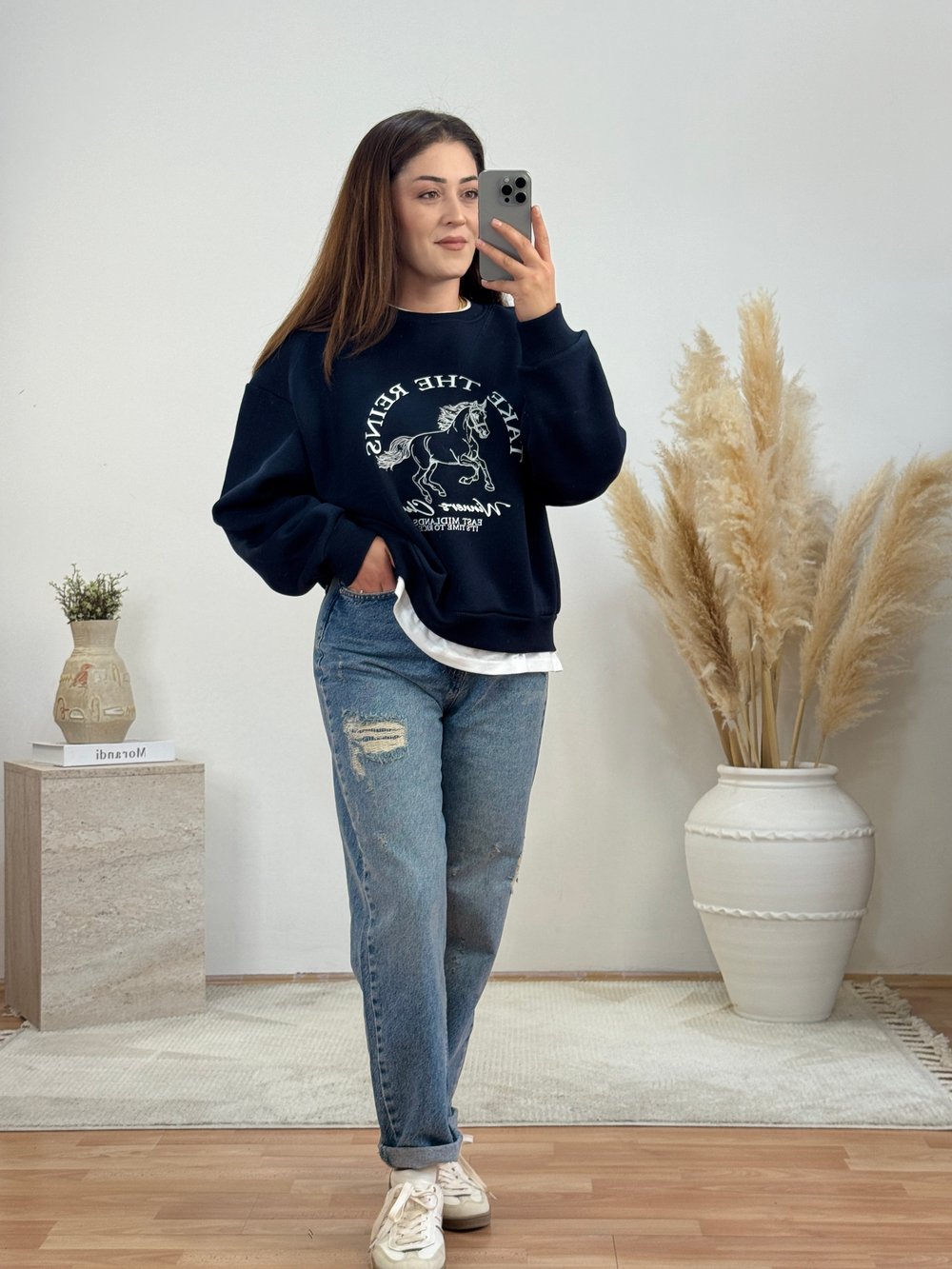 Yırtık Detaylı Mom Jean