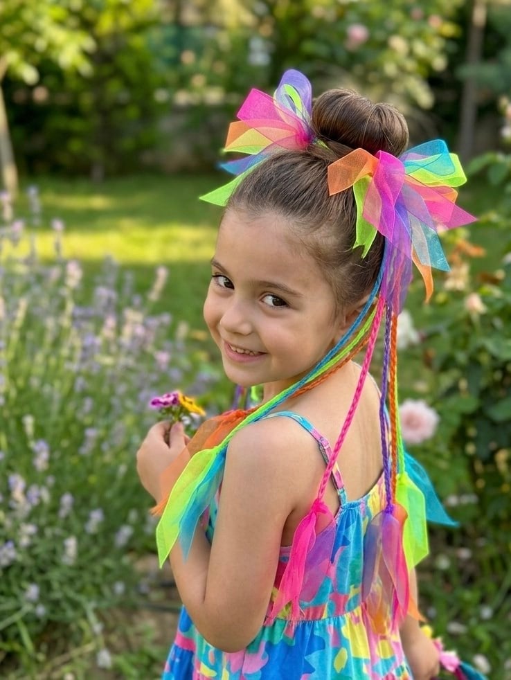 Renkli Örgülü Kurdele Detaylı Raınbow Lastik
