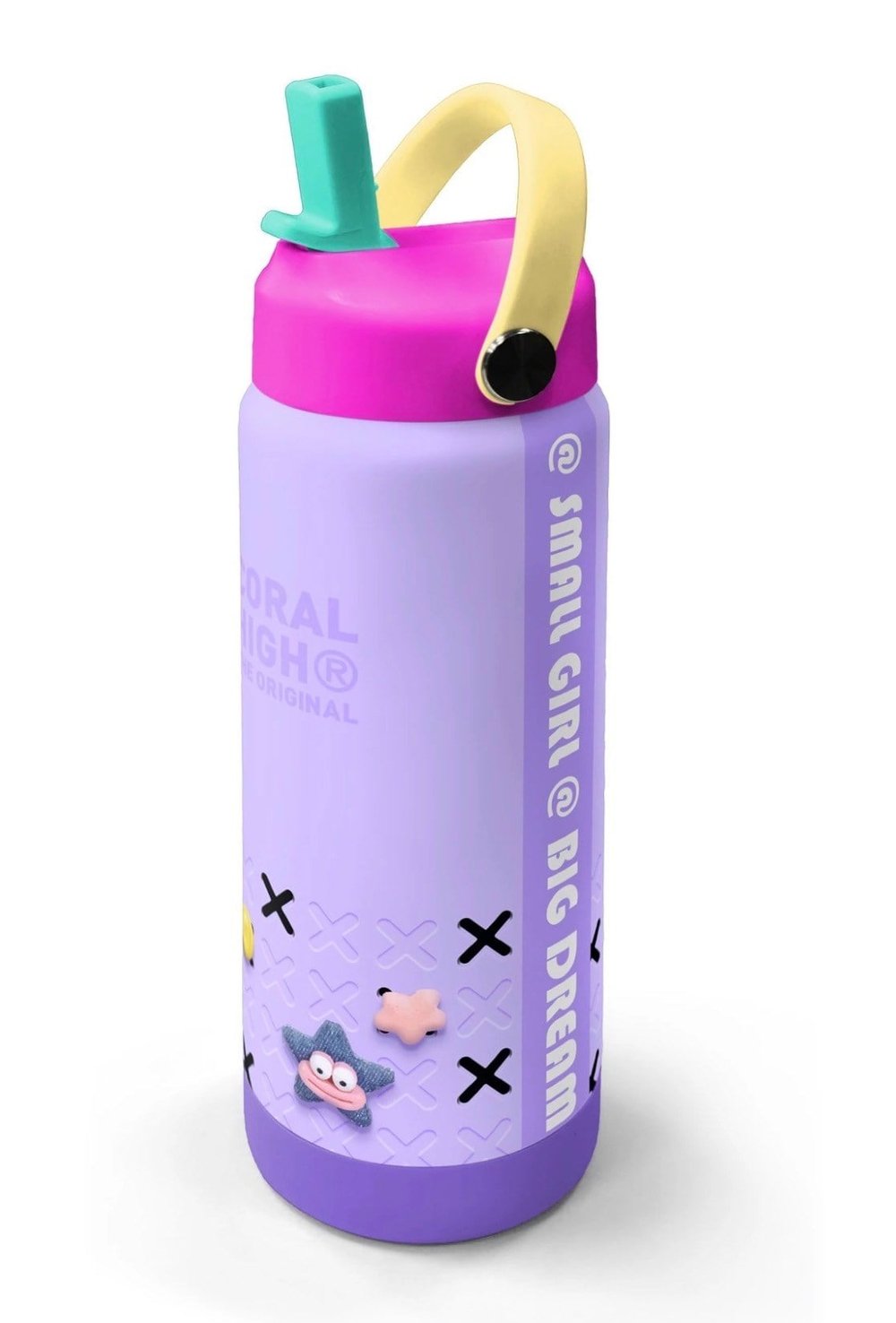 Coral High 650 Ml Mor Lila Desenli Katlanır Ağızlıklı Çelik Termos