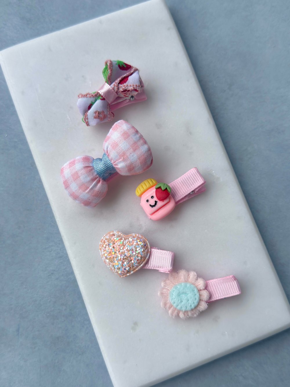 Pembe Kurdele Saçsız Bebek Klips Toka Seti 3 cm